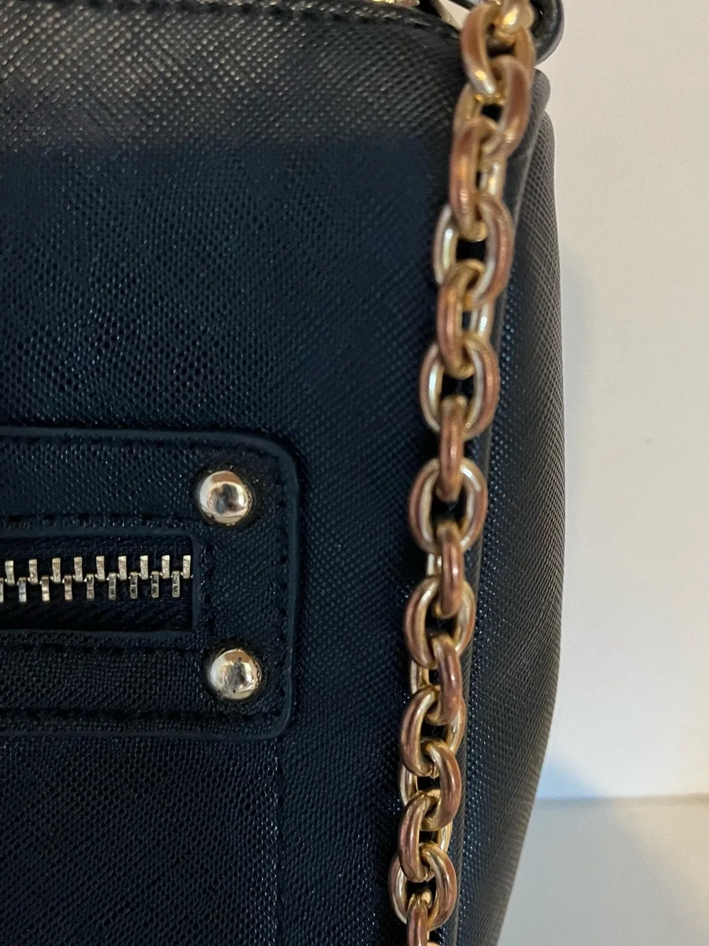 attention Black Crossbody Bag with Gold Chain and Tassel